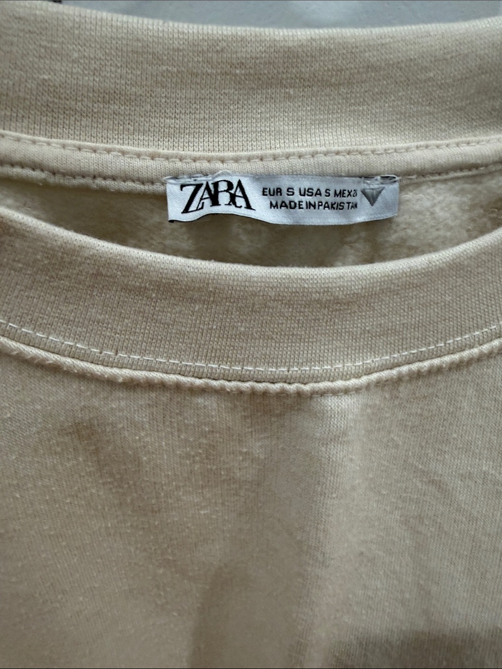 Zara Beige Cropped Crewneck Sweatshirt - Picture 2 of 2
